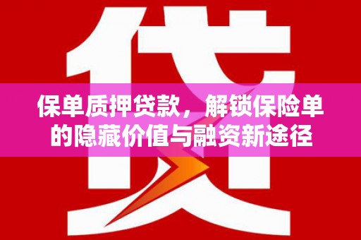 乌伊岭保单质押贷款，解锁保险单的隐藏价值与融资新途径